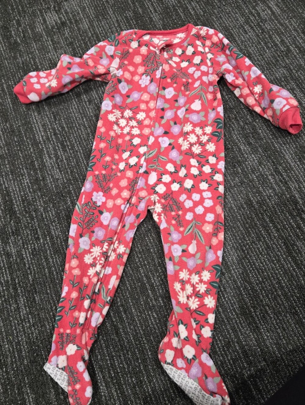 Carter's Bright Pink Floral Footed One-Piece